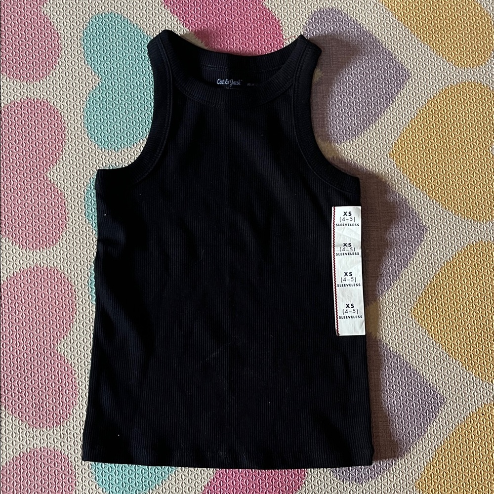 Cat & Jack Black Ribbed Sleeveless Top Size 4/5